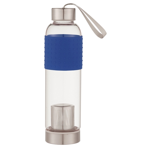 Silver With Blue color option for Sturdy Water Bottle With Attachable Infuser