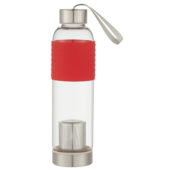 Silver With Red color option for Sturdy Water Bottle With Attachable Infuser