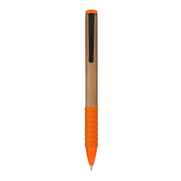 Natural With Orange color option for Eco Bamboo Twist Pen