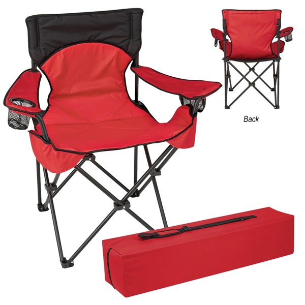 Red With Black color option for Portable Collapsible Padded Folding Chair With Bag