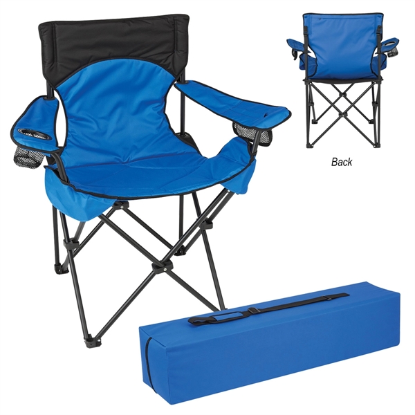 Royal Blue With Black color option for Portable Collapsible Padded Folding Chair With Bag