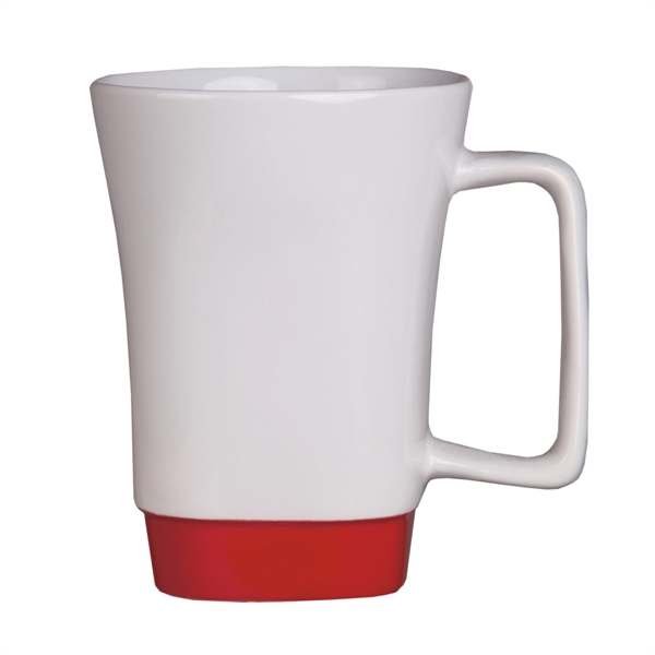 White With Red color option for Rectangular Handled Mug