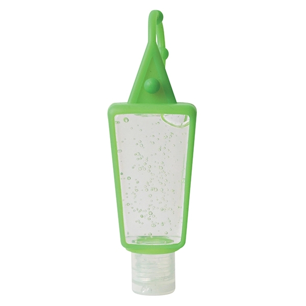 Clear With Lime color option for 1 Oz. Hand Sanitizer In Silicone Holder
