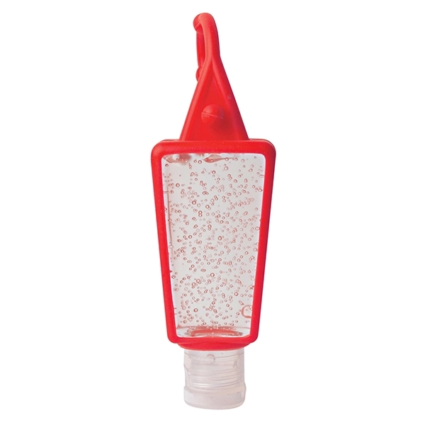 Clear With Red color option for 1 Oz. Hand Sanitizer In Silicone Holder
