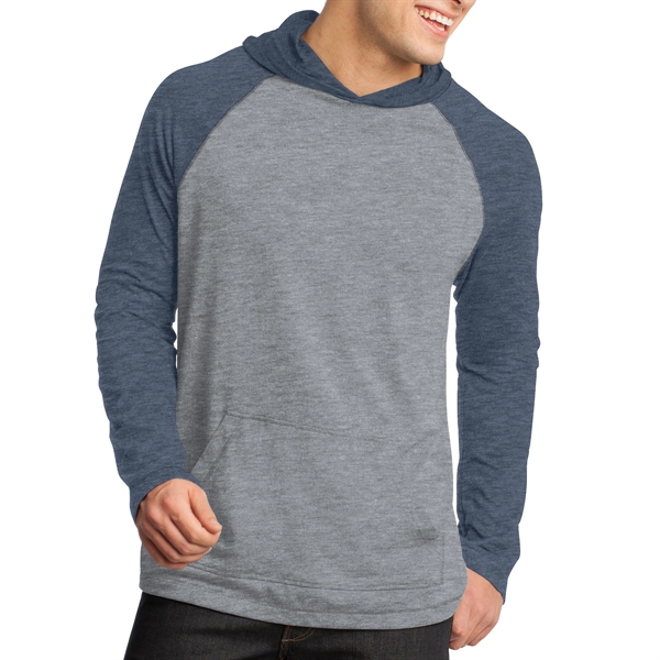 Heathered Dark Navy/Nickel color option for District® Male Youth's Hooded Raglan