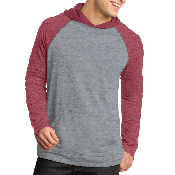 Heathered Deep Red/Nickel color option for District® Male Youth's Hooded Raglan