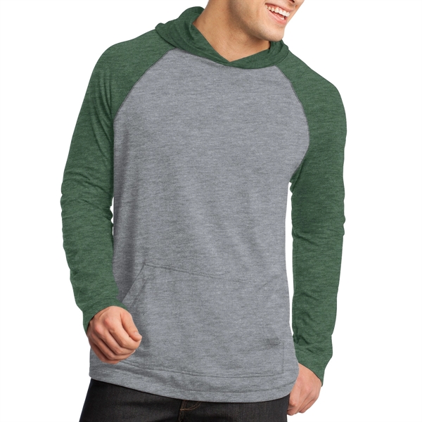 Heathered Forest Green/Nickel color option for District® Male Youth's Hooded Raglan