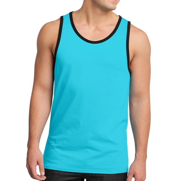 Aquamarine/Black color option for District® Male Youth's Cotton Ringer Tank Top
