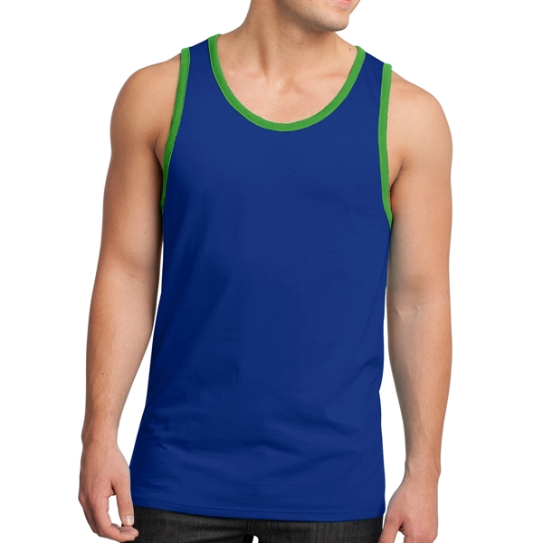 Deep Royal/Apple Green color option for District® Male Youth's Cotton Ringer Tank Top
