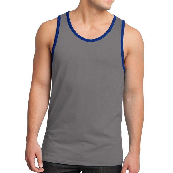 Gray/Deep Royal color option for District® Male Youth's Cotton Ringer Tank Top