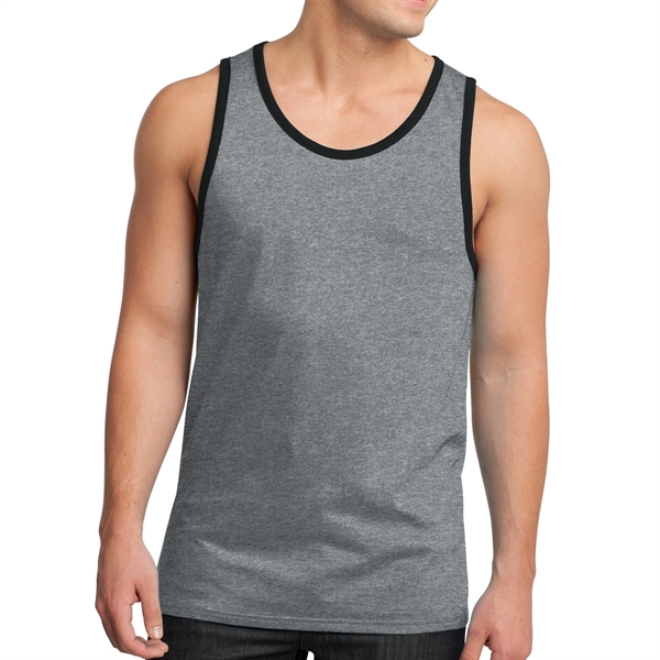 Heather Steel/Black color option for District® Male Youth's Cotton Ringer Tank Top