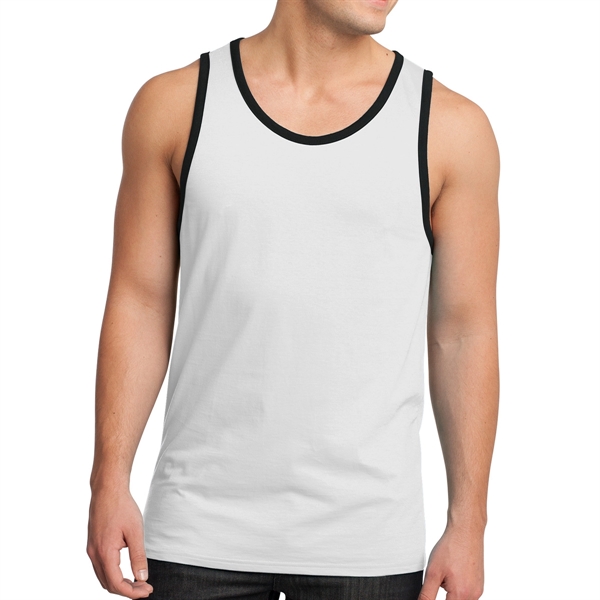 White/Black color option for District® Male Youth's Cotton Ringer Tank Top