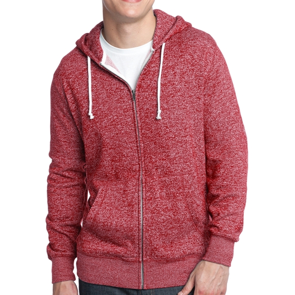 Marled Deep Red color option for District® Male Youth's Marled Zippered Hoodie
