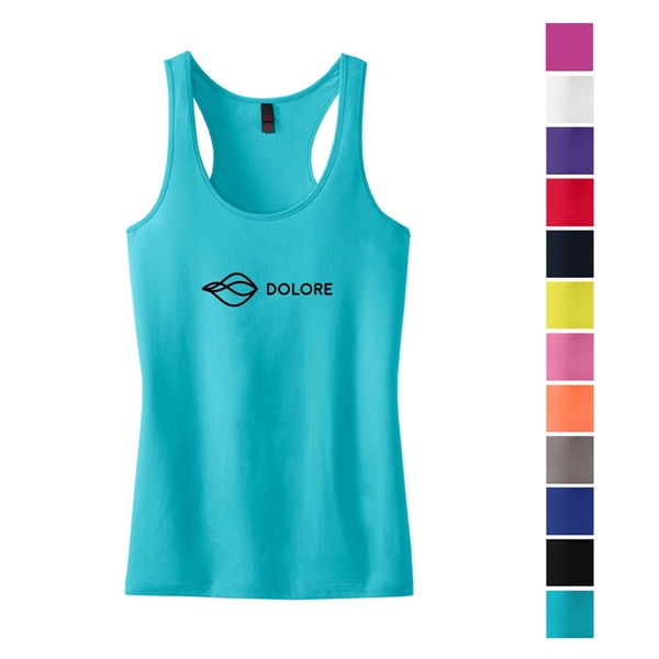 Aqua Ice color option for District® Junior's Racerback Tank Top