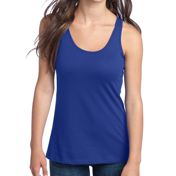 Deep Royal color option for District® Junior's Racerback Tank Top