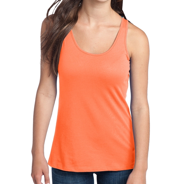 Neon Orange color option for District® Junior's Racerback Tank Top