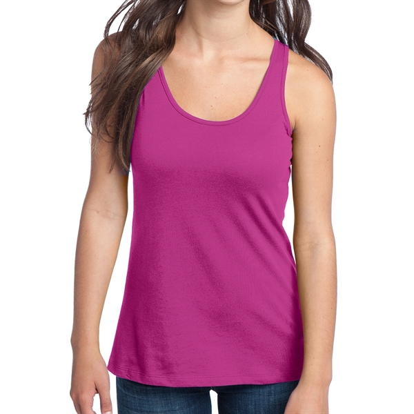 Pink Raspberry color option for District® Junior's Racerback Tank Top