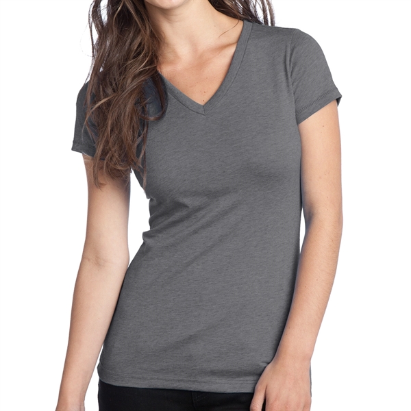 Gray Heather color option for District® Junior's Tri Blend V Neck T Shirt