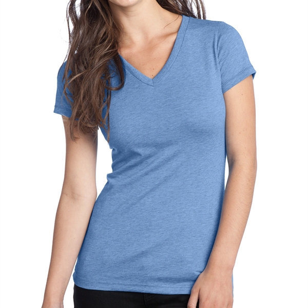 Maritime Heather color option for District® Junior's Tri Blend V Neck T Shirt