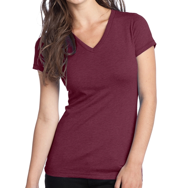 Maroon Heather color option for District® Junior's Tri Blend V Neck T Shirt