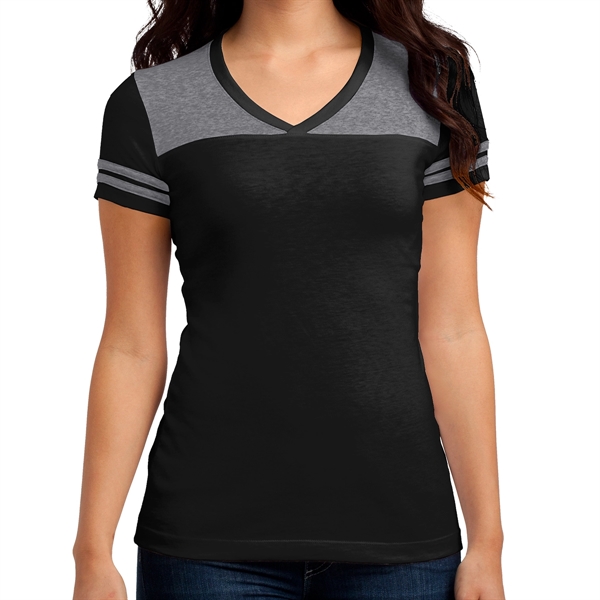 Black/ Heather Nickel color option for Classic Varsity V Neck Shirt