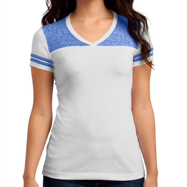 White/ Deep Royal color option for Classic Varsity V Neck Shirt
