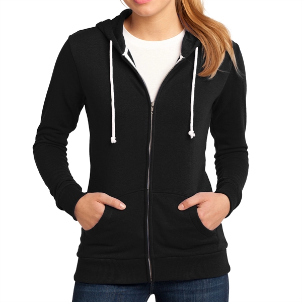 Black color option for District® Junior's Core Fleeced Zipper Hoodie