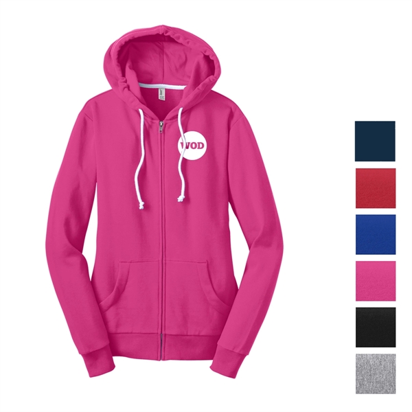 Dark Fuchsia color option for District® Junior's Core Fleeced Zipper Hoodie