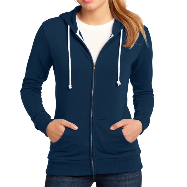 New Navy color option for District® Junior's Core Fleeced Zipper Hoodie
