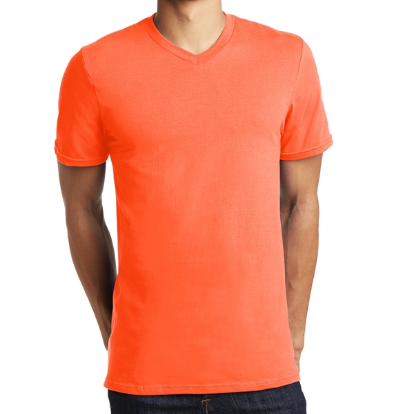 Neon Orange color option for District® Male Youth's V Neck T Shirt