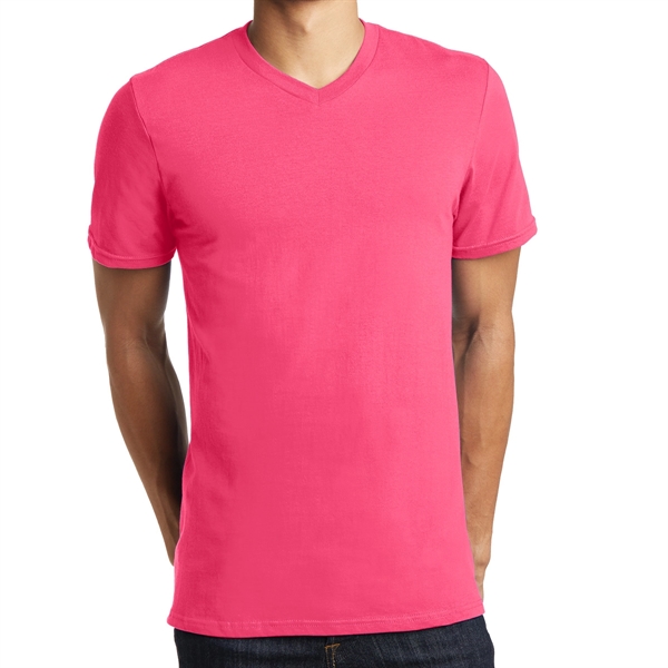 Neon Pink color option for District® Male Youth's V Neck T Shirt
