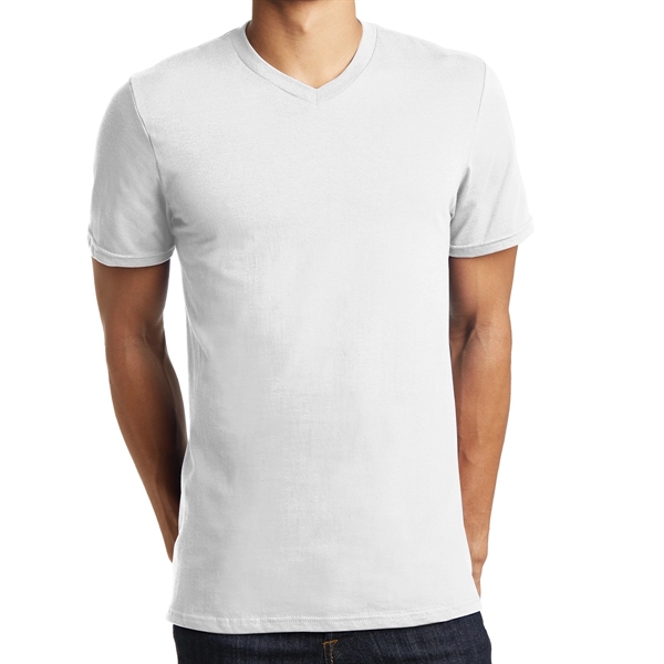 White color option for District® Male Youth's V Neck T Shirt