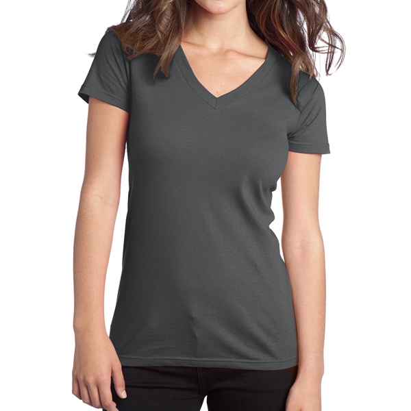 Charcoal color option for District® Junior's V Neck T Shirt