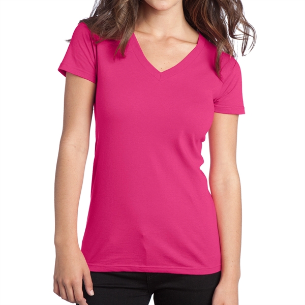 Dark Fuschia color option for District® Junior's V Neck T Shirt