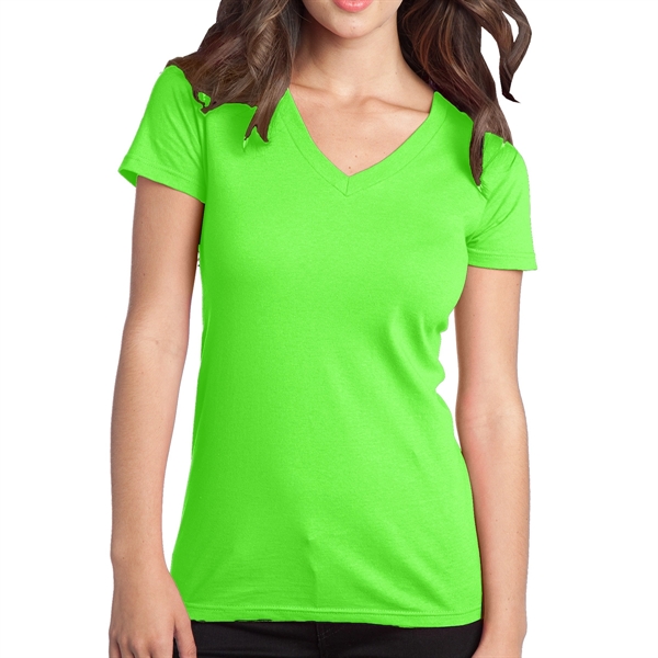 Neon Green color option for District® Junior's V Neck T Shirt