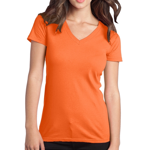 Neon Orange color option for District® Junior's V Neck T Shirt