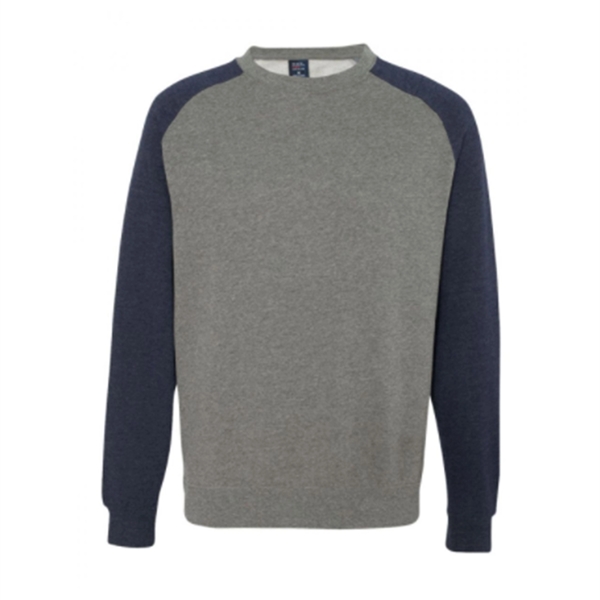 Gunmetal Heather/ Classic Navy color option for Slim Fit Raglan Mens' Sweatshirt