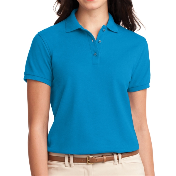 Mediterranean Blue color option for Ladies Polo Shirt