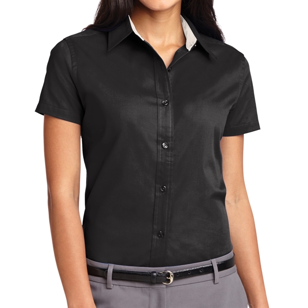 Black/Light Stone color option for Ladies Silk Authority Polo Shirt