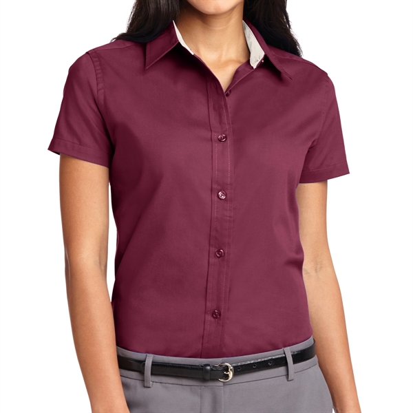 Burgundy/Light Stone color option for Ladies Silk Authority Polo Shirt