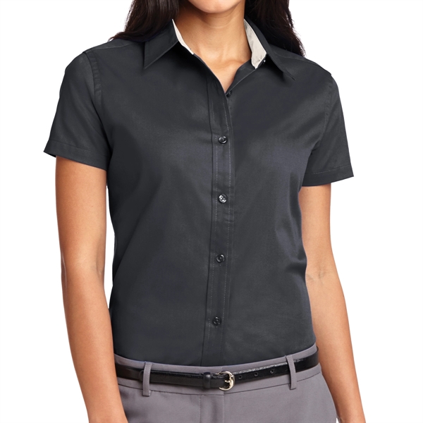Classic Navy/Light Stone color option for Ladies Silk Authority Polo Shirt