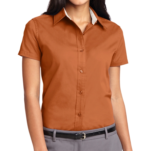 Coffee Bean/Light Stone color option for Ladies Silk Authority Polo Shirt