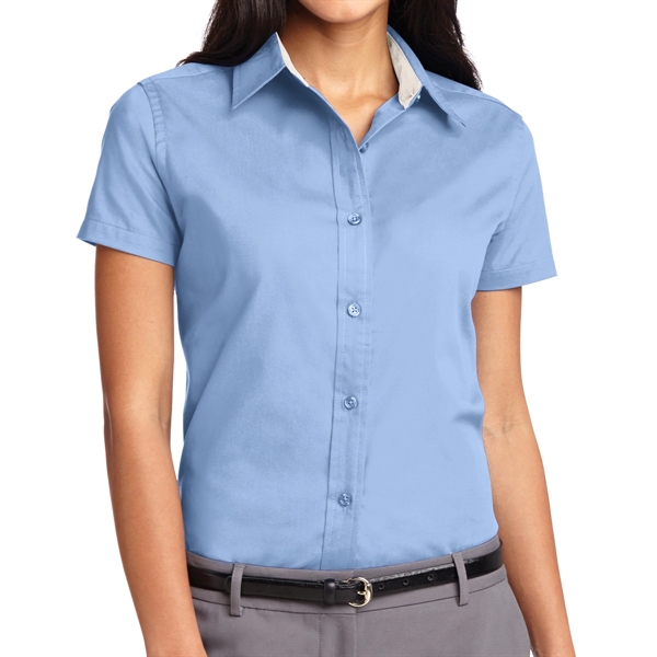 Light Blue/Light Stone color option for Ladies Silk Authority Polo Shirt