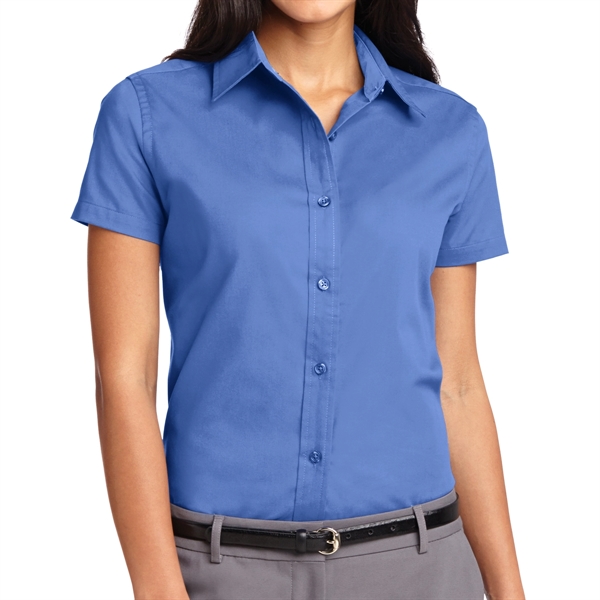 Mediterranean Blue color option for Ladies Silk Authority Polo Shirt
