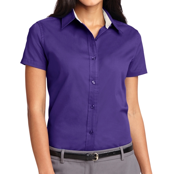 Purple/Light Stone color option for Ladies Silk Authority Polo Shirt