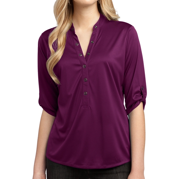 Purple Luxe color option for Women's Polyester Henley Shirt