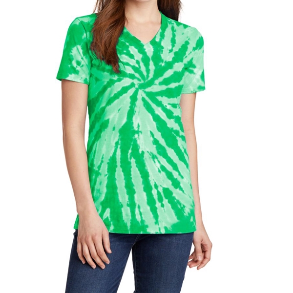 Kelly color option for Women's V Neck Tie Dye Tee