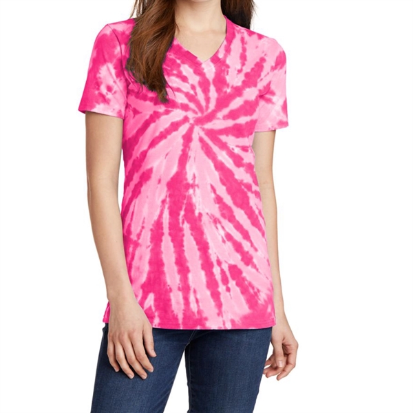 Pink color option for Women's V Neck Tie Dye Tee