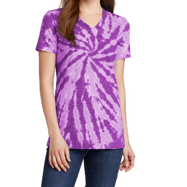 Purple color option for Women's V Neck Tie Dye Tee