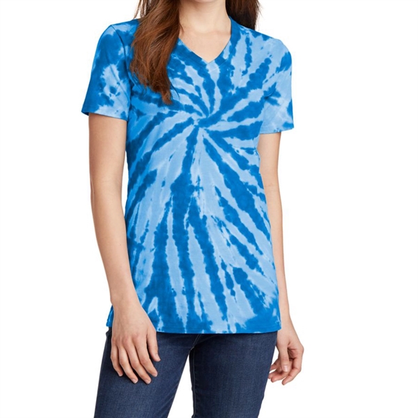 Royal Blue color option for Women's V Neck Tie Dye Tee